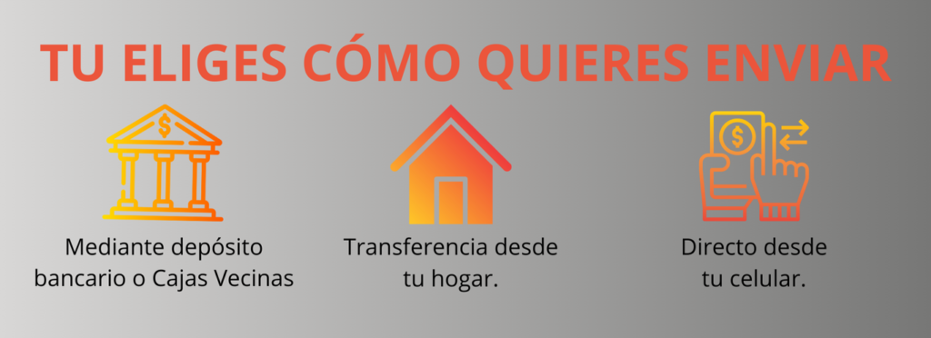 Emvía ´por transferencia, caja vecina, cuenta RUT, o desde el celular.